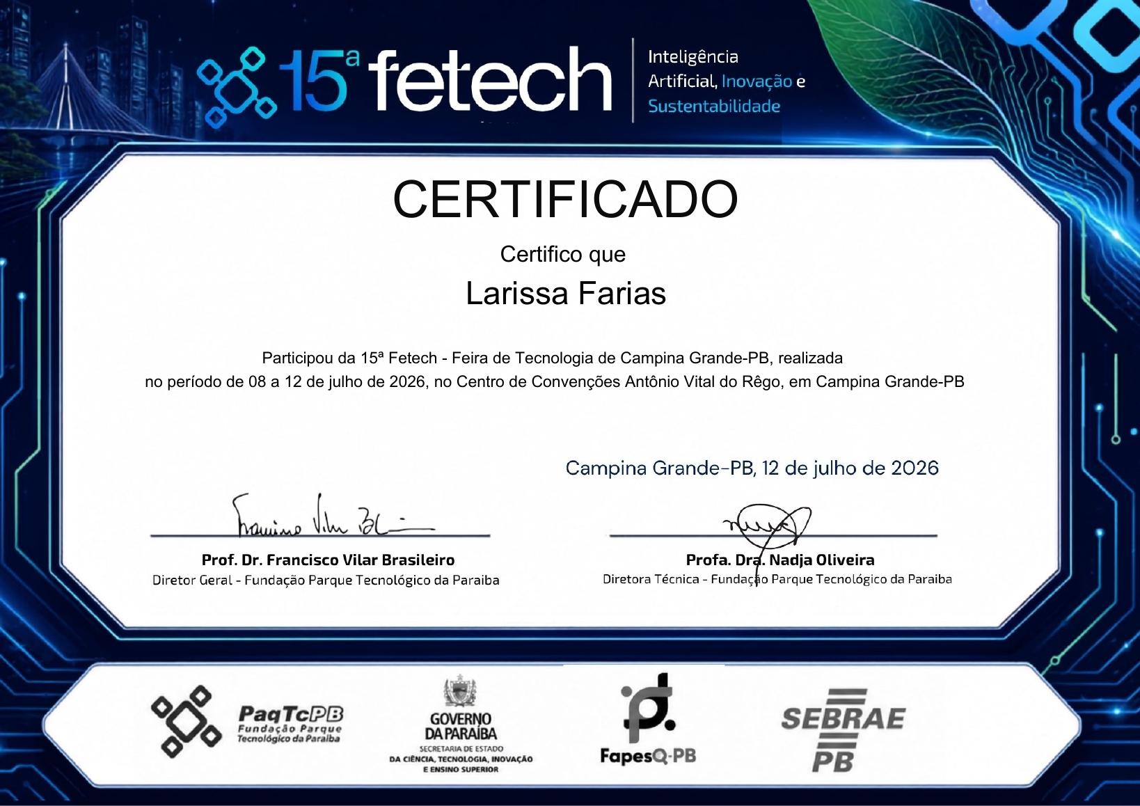 15ª Fetech · Feira de Tecnologia de Campina Grande